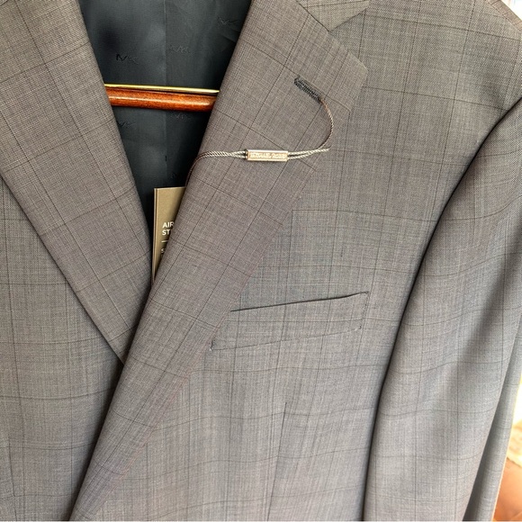 Michael Kors Mens 44R Kris Wool Blend Suit Jacket Blue Gray Windowpane NWT - Picture 15 of 16